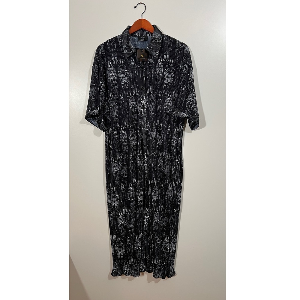 NWT Dressed in LALA Plisse Dress in Astronaut Black and White Size Large - Picture 5 of 9
